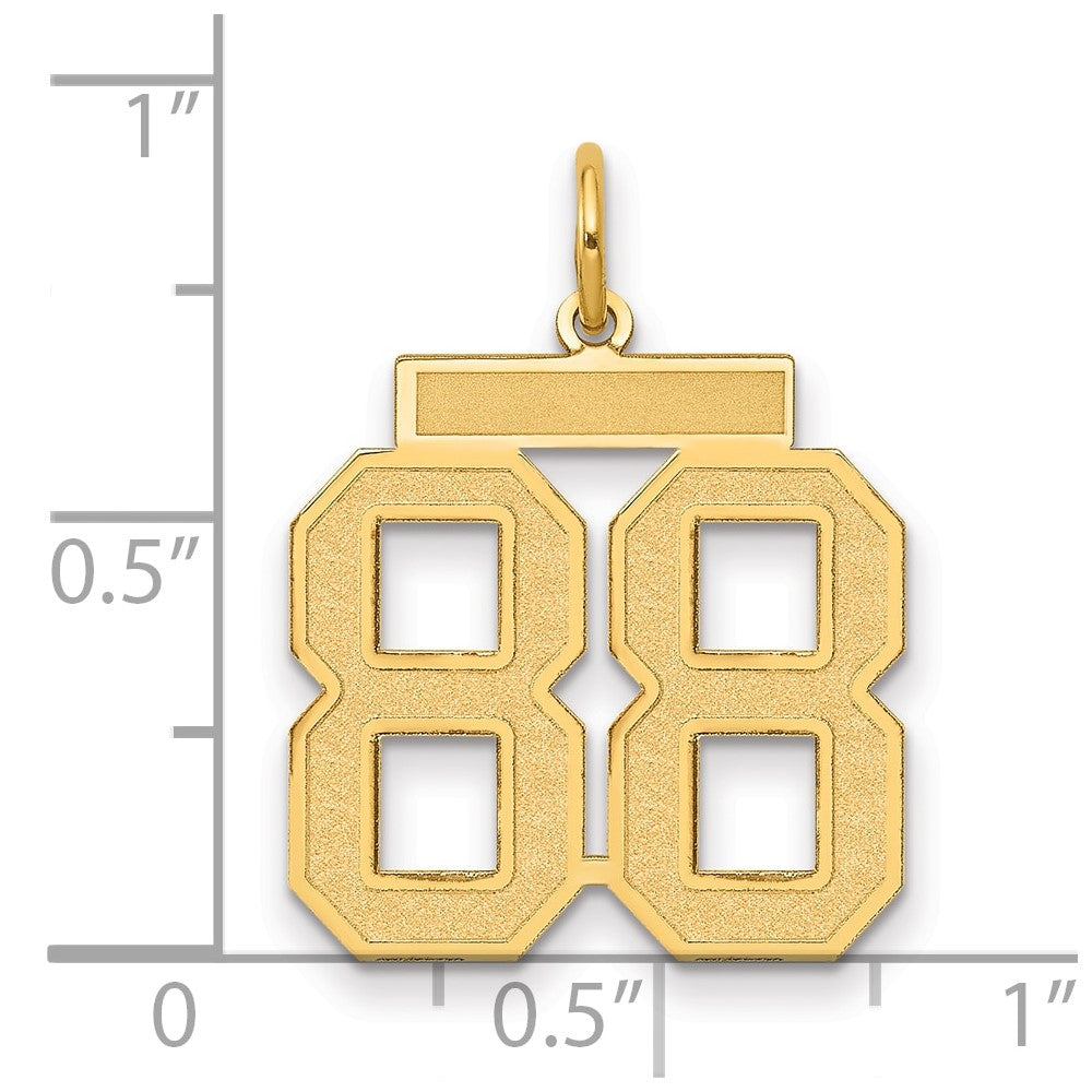 14k Medium Satin Number 88 Charm