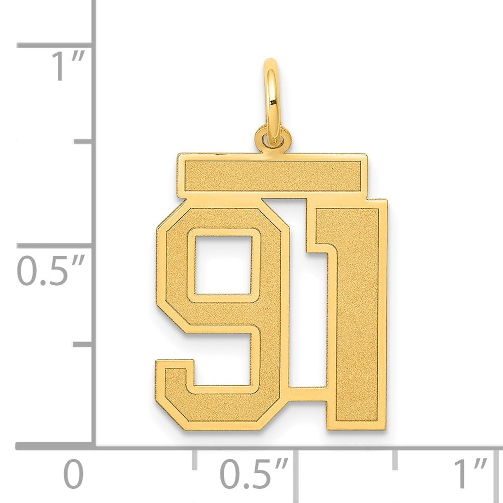 14k Medium Satin Number 91 Charm