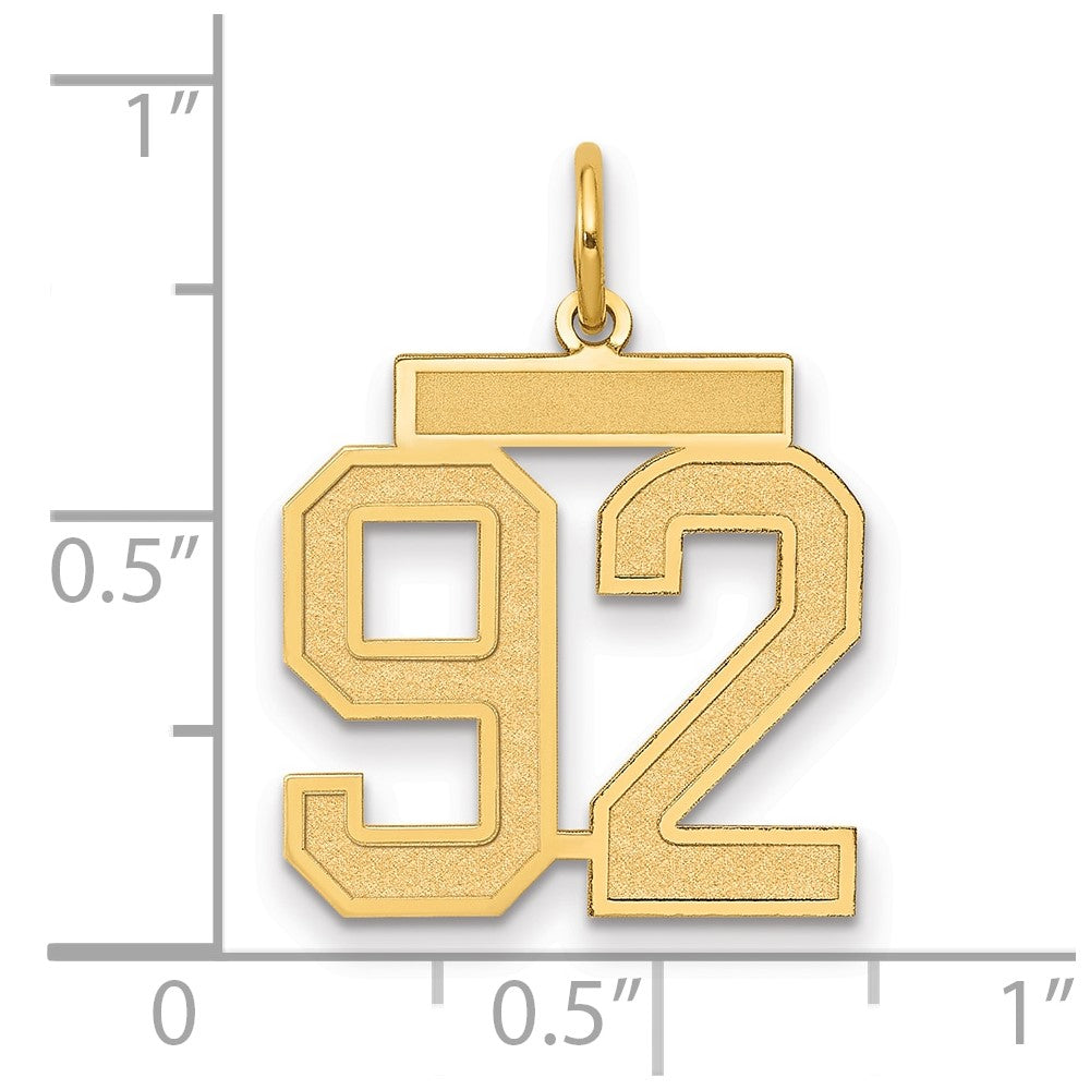 14k Medium Satin Number 92 Charm