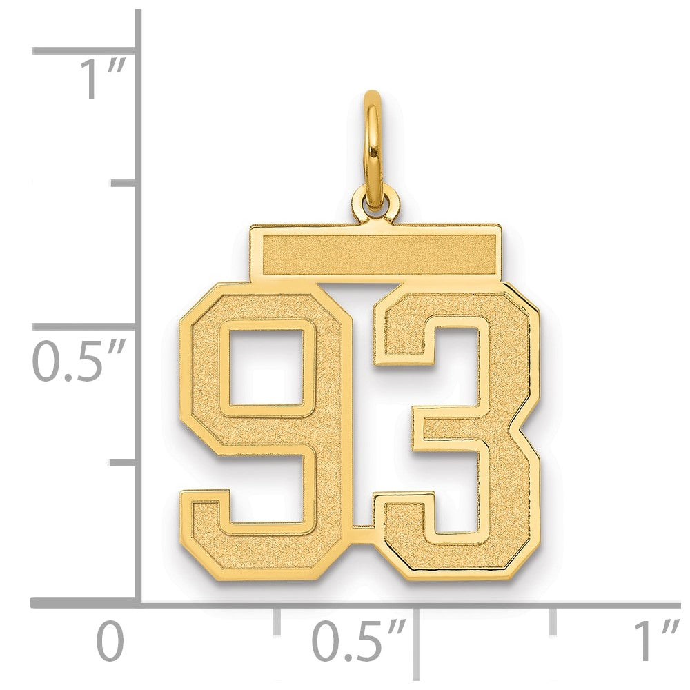 14k Medium Satin Number 93 Charm
