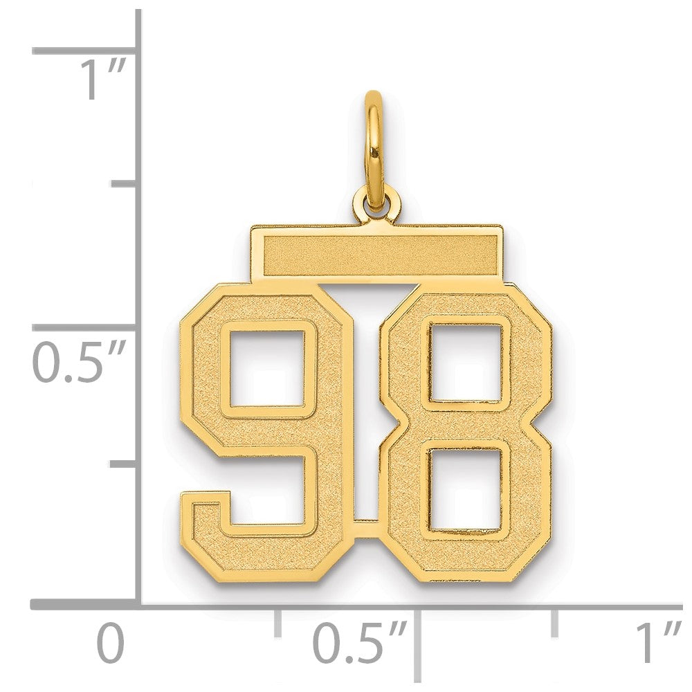 14k Medium Satin Number 98 Charm