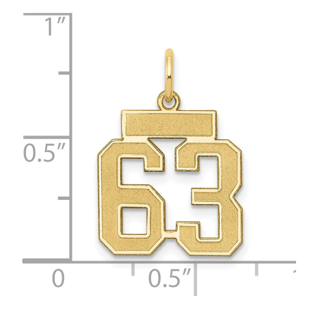14k Small Satin Number 63 Charm