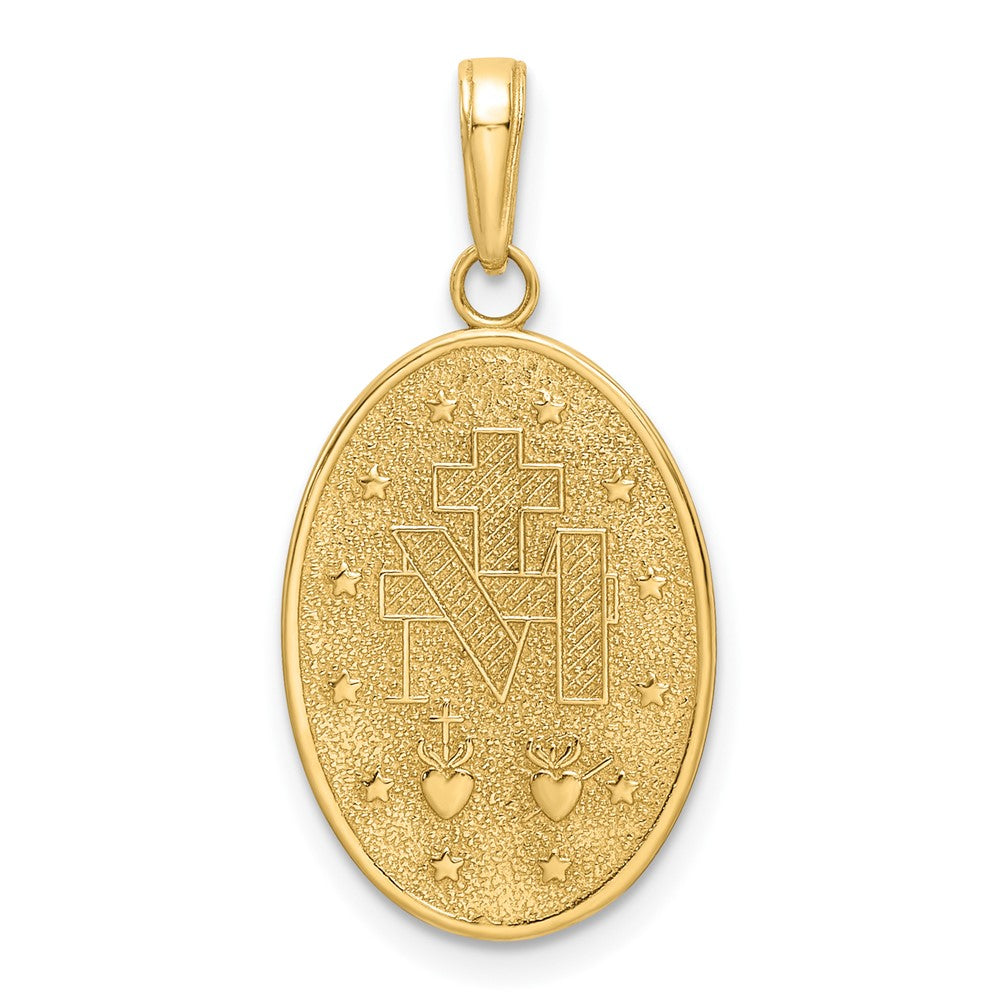 14k Red Enameled Virgin Mary Medal Pendant