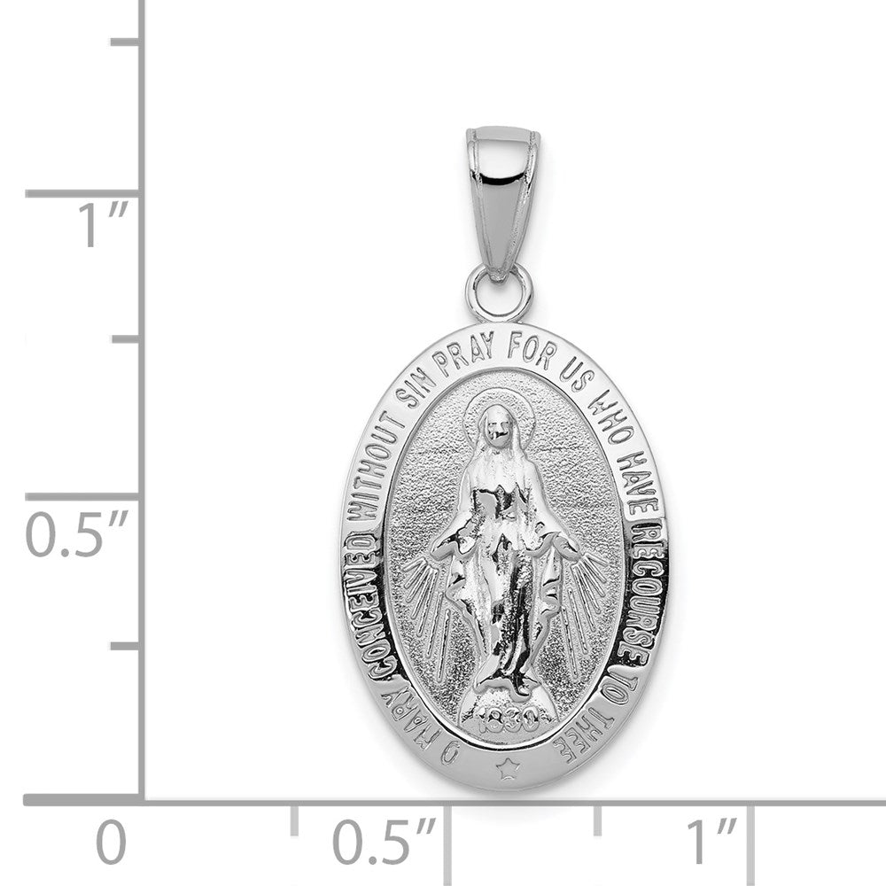 14k White Gold Virgin Mary Medal Pendant