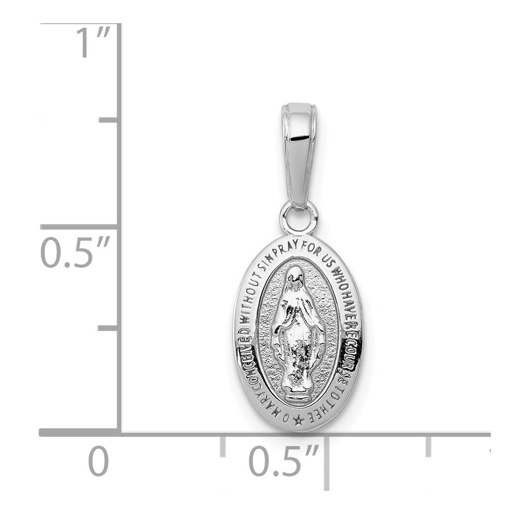 14k White Gold Virgin Mary Medal Charm