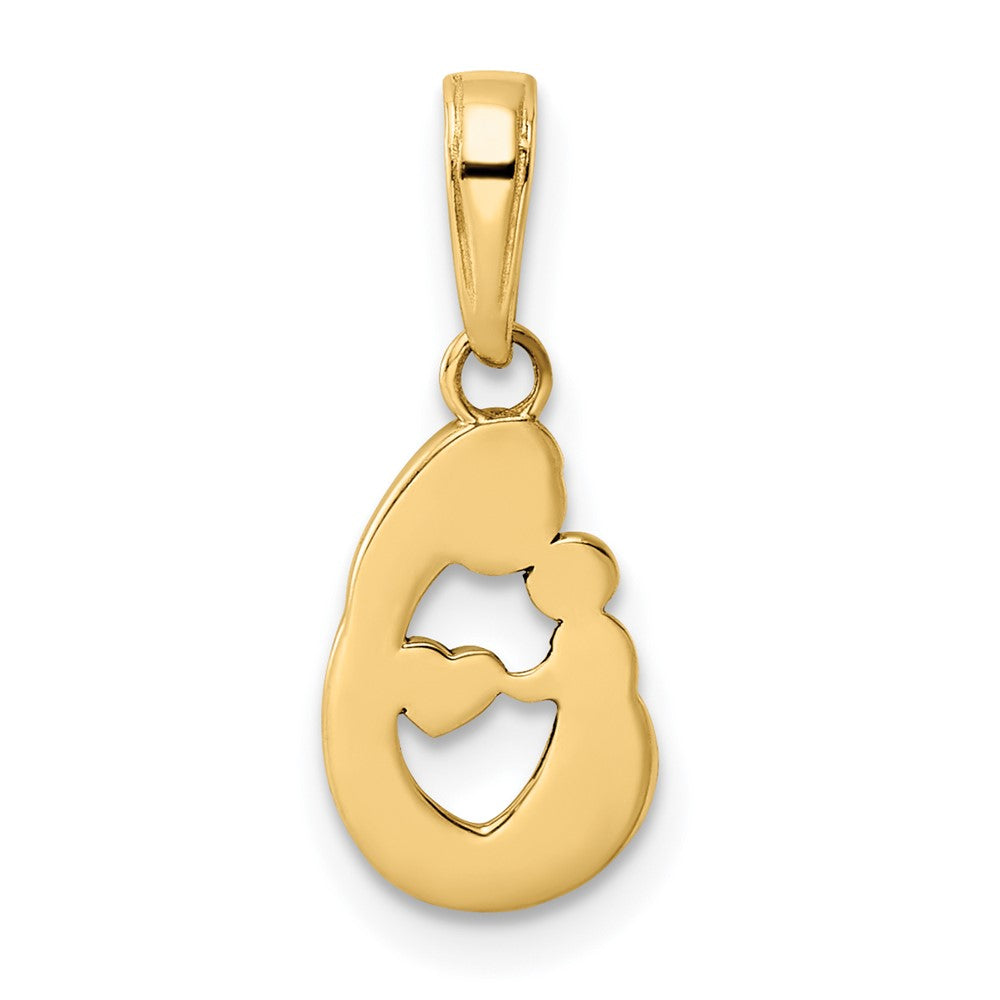 14k and White Rhodium Diamond-cut Mother and Teardrop Pendant