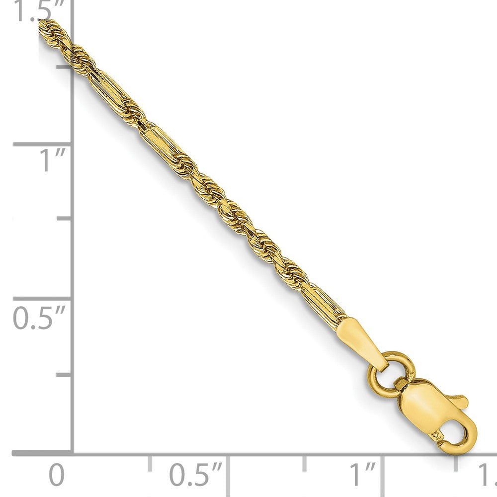 14K 10 inch 1.8mm Diamond-cut Milano Rope with Lobster Clasp Anklet