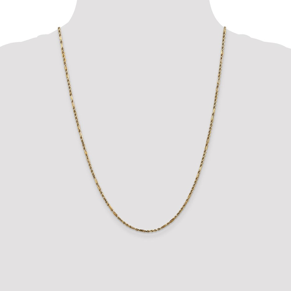 14K 24 inch 2.25mm Diamond-cut Milano Rope with Lobster Clasp Chain