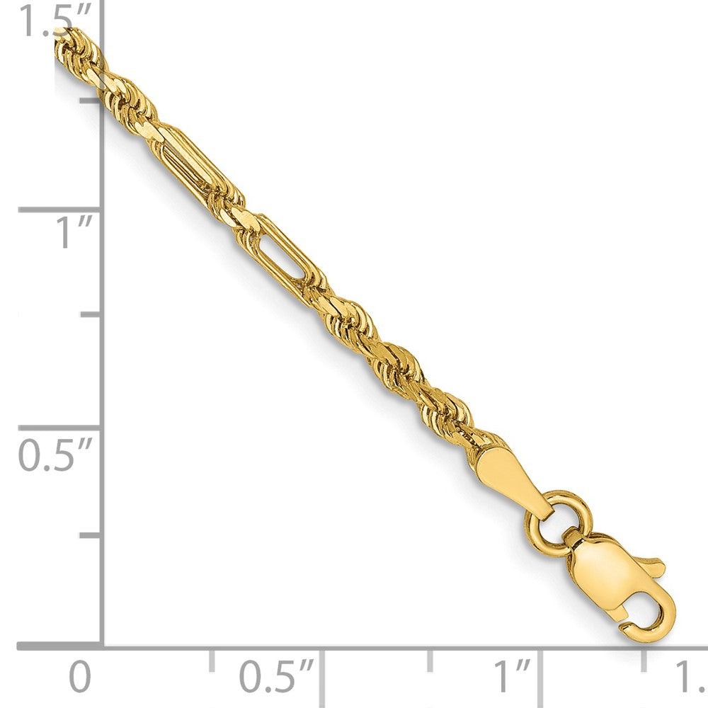 14K 8 inch 2.5mm Diamond-cut Milano Rope with Lobster Clasp Chain
