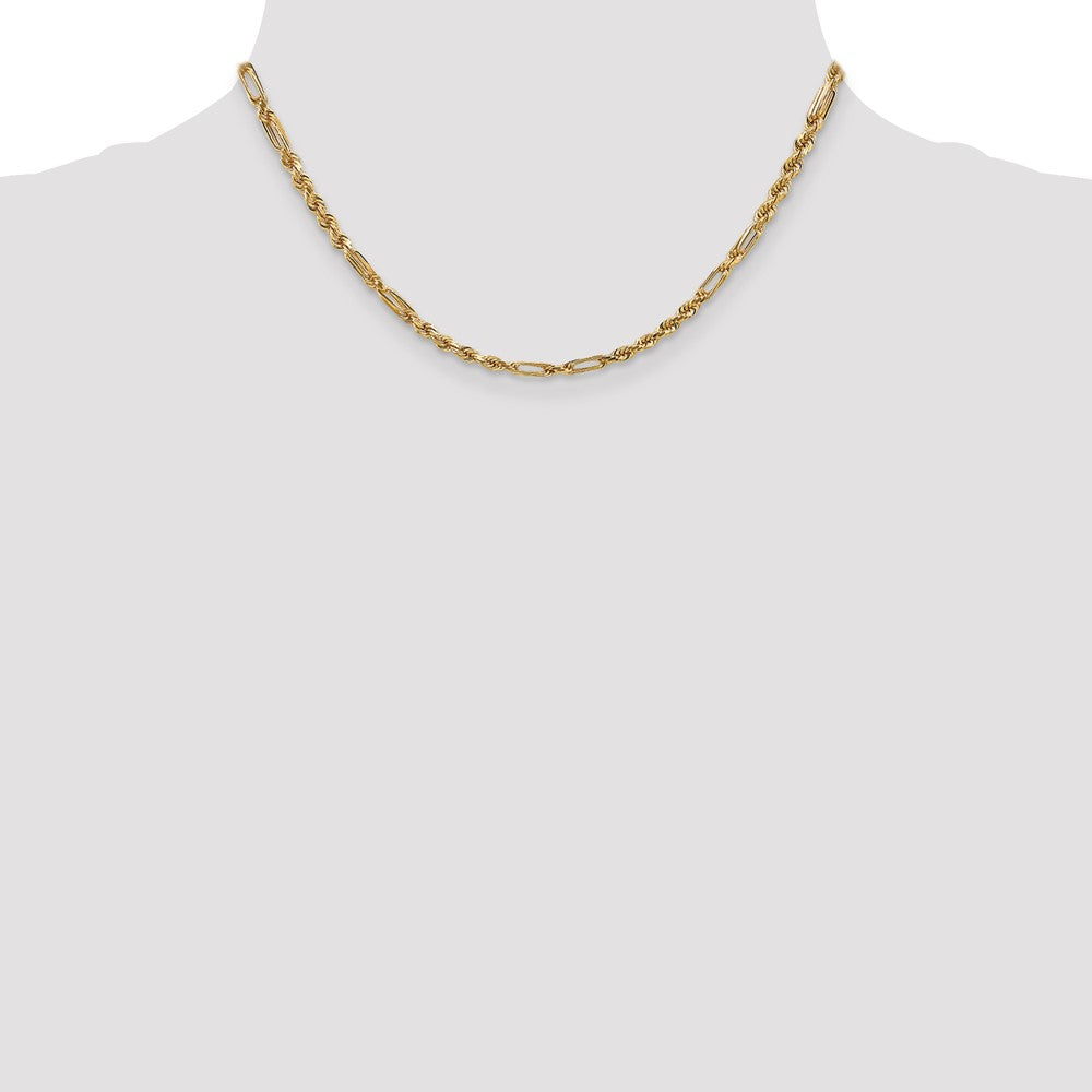 14K 16 inch 3mm Diamond-cut Milano Rope with Lobster Clasp Chain