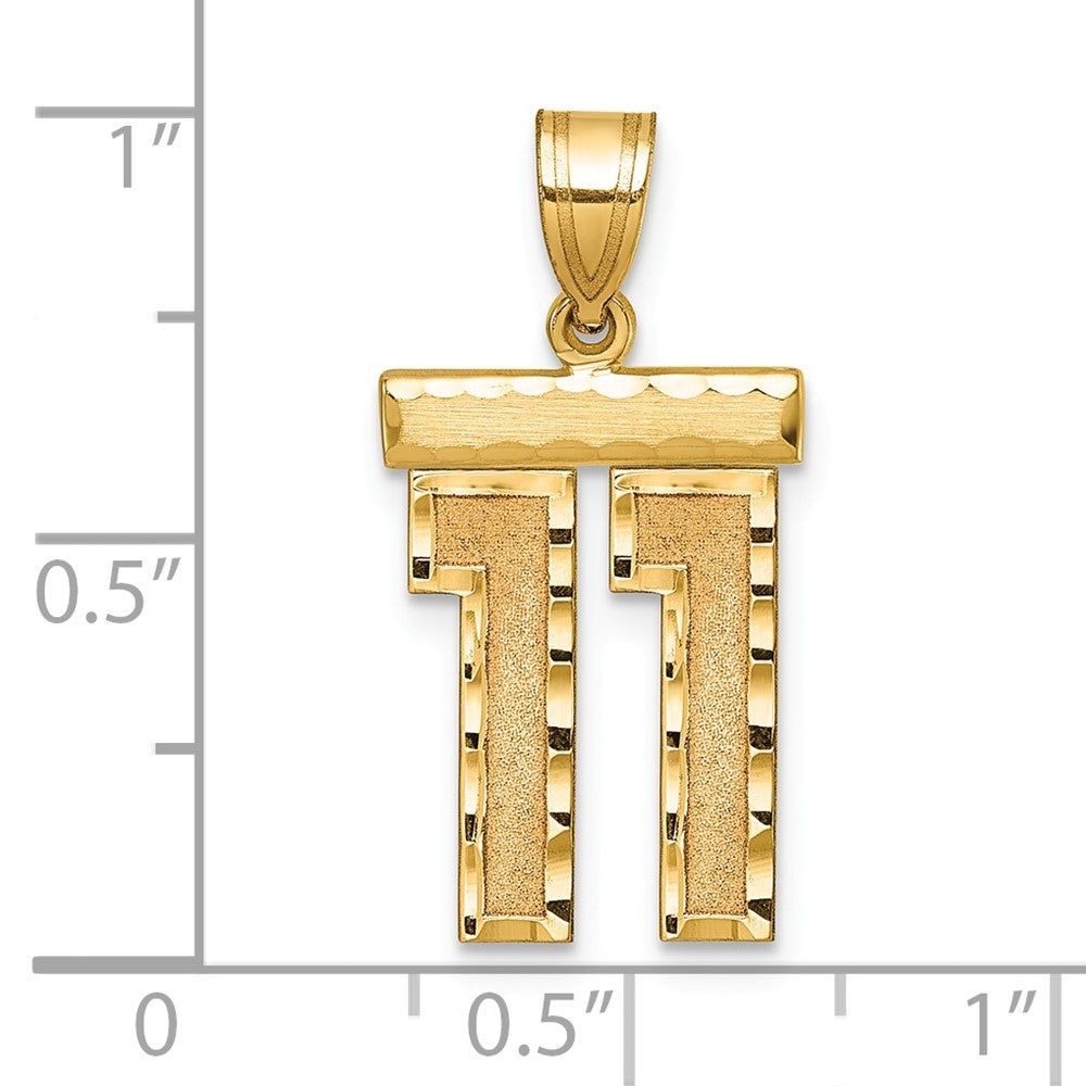 14k Medium Diamond-cut Number 11 Charm