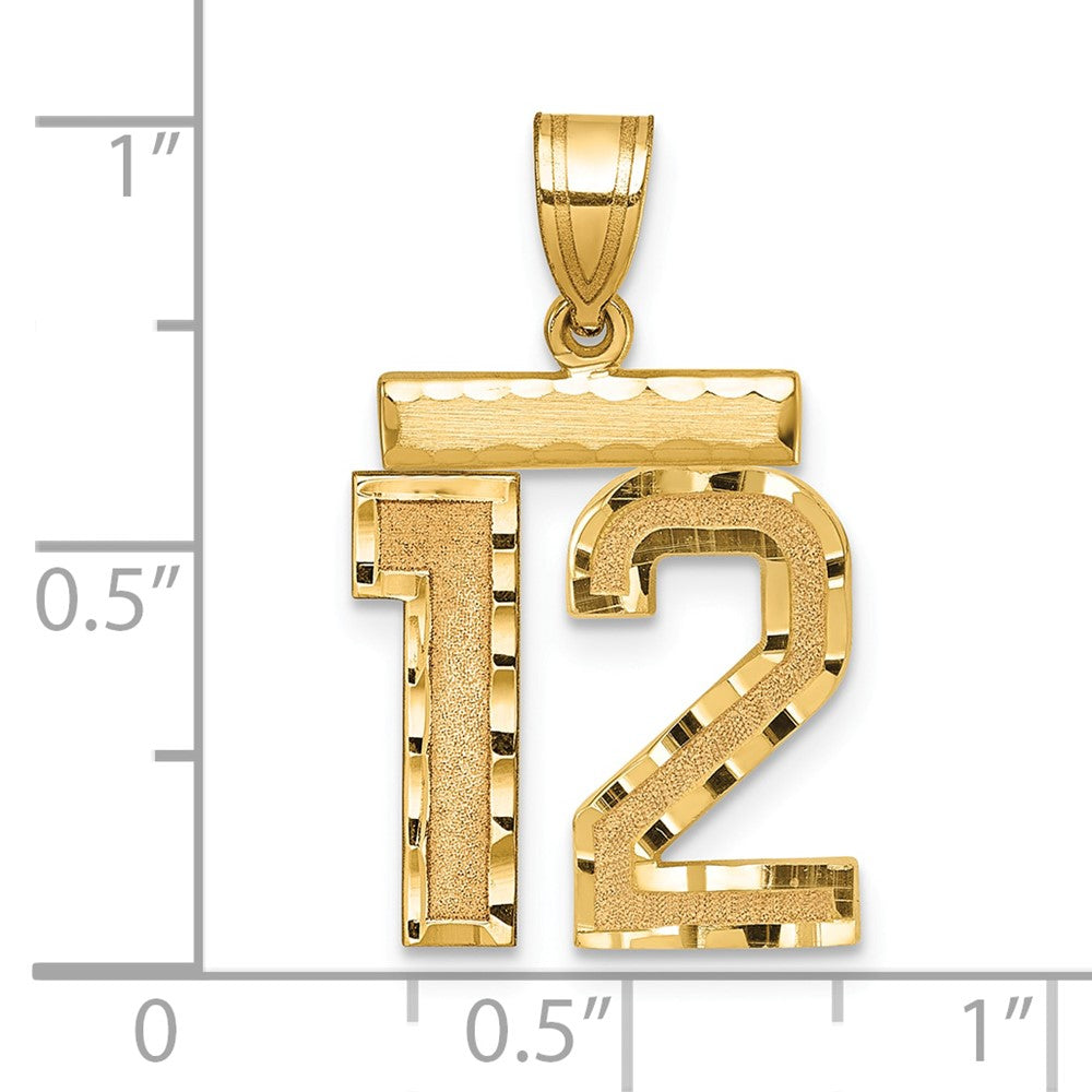 14k Medium Diamond-cut Number 12 Charm