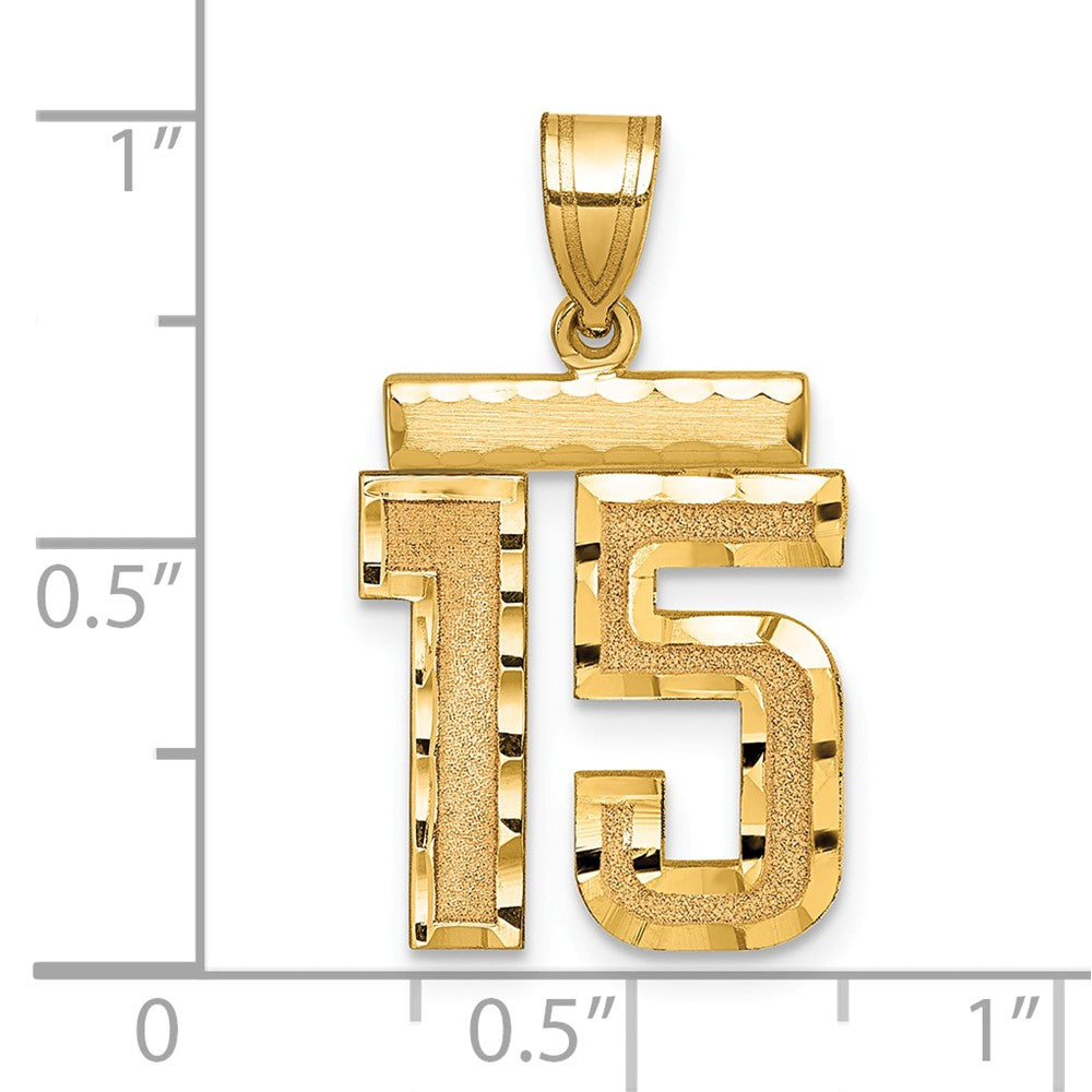 14k Medium Diamond-cut Number 15 Charm