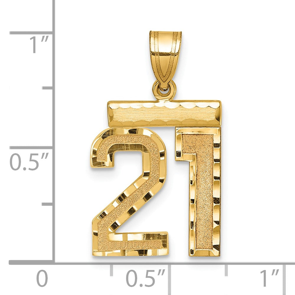 14k Medium Diamond-cut Number 21 Charm