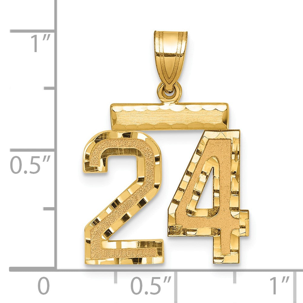14k Medium Diamond-cut Number 24 Charm