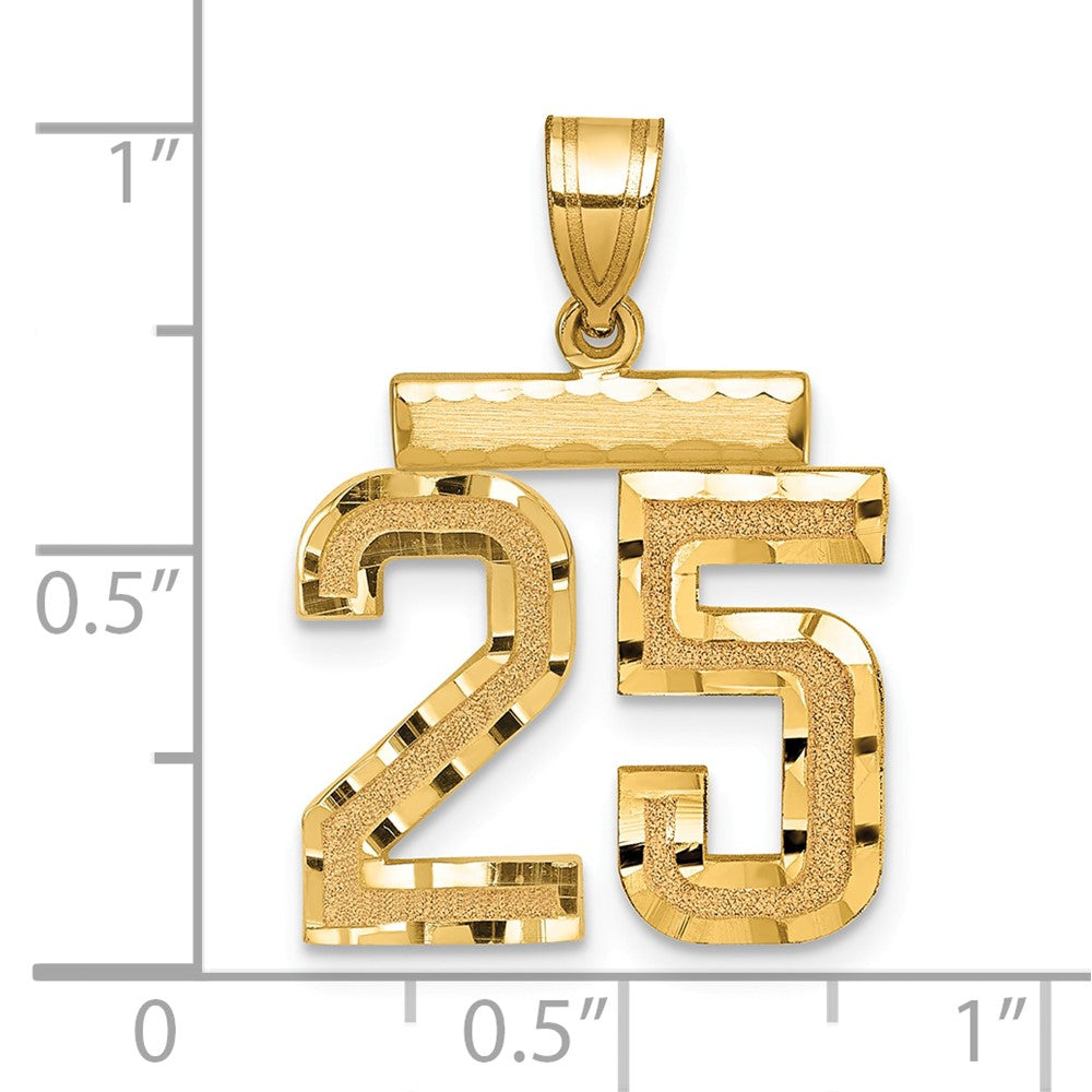 14k Medium Diamond-cut Number 25 Charm
