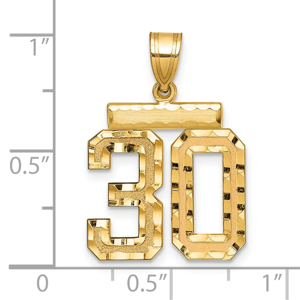 14k Medium Diamond-cut Number 30 Charm