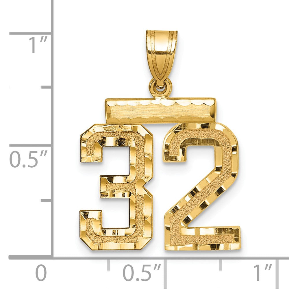 14k Medium Diamond-cut Number 32 Charm
