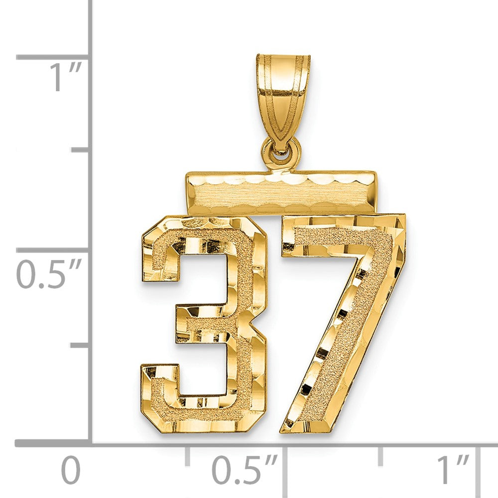 14k Medium Diamond-cut Number 37 Charm