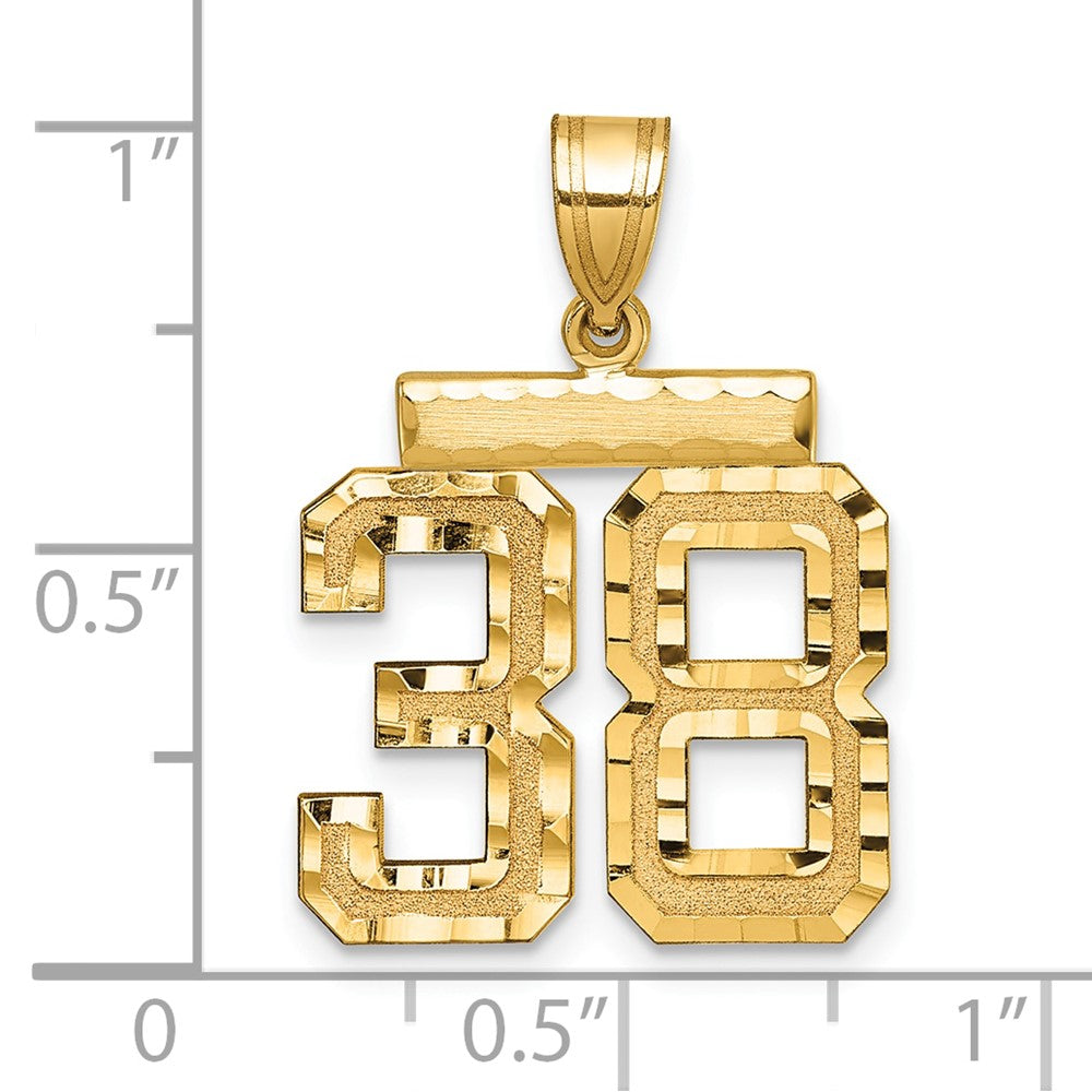14k Medium Diamond-cut Number 38 Charm