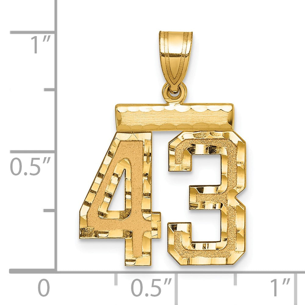 14k Medium Diamond-cut Number 43 Charm