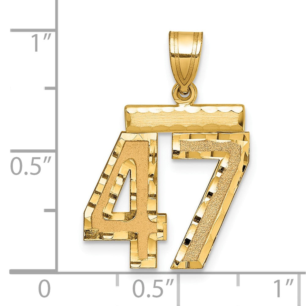 14k Medium Diamond-cut Number 47 Charm