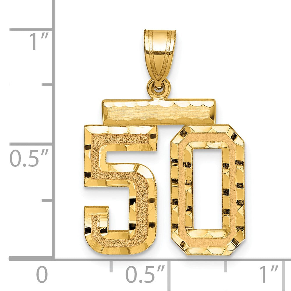 14k Medium Diamond-cut Number 50 Charm