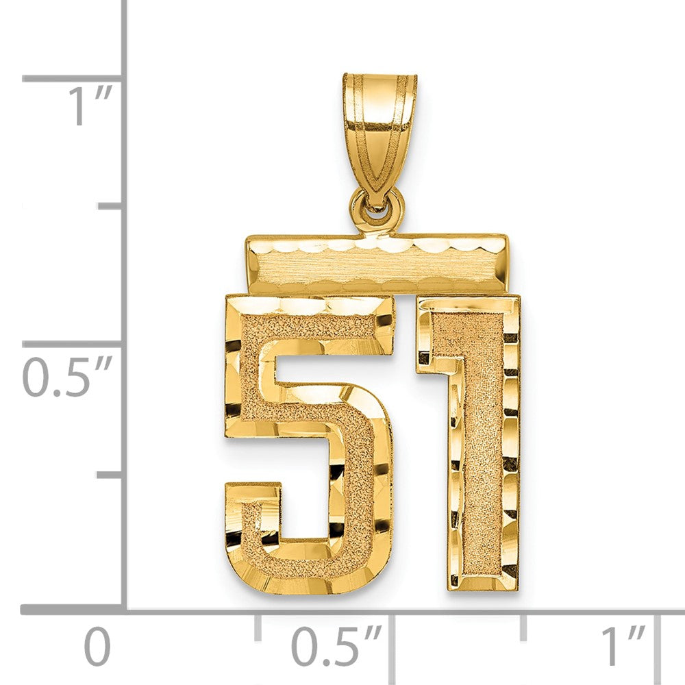 14k Medium Diamond-cut Number 51 Charm
