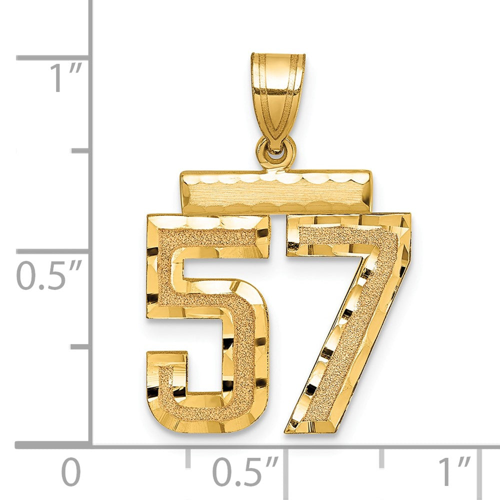 14k Medium Diamond-cut Number 57 Charm