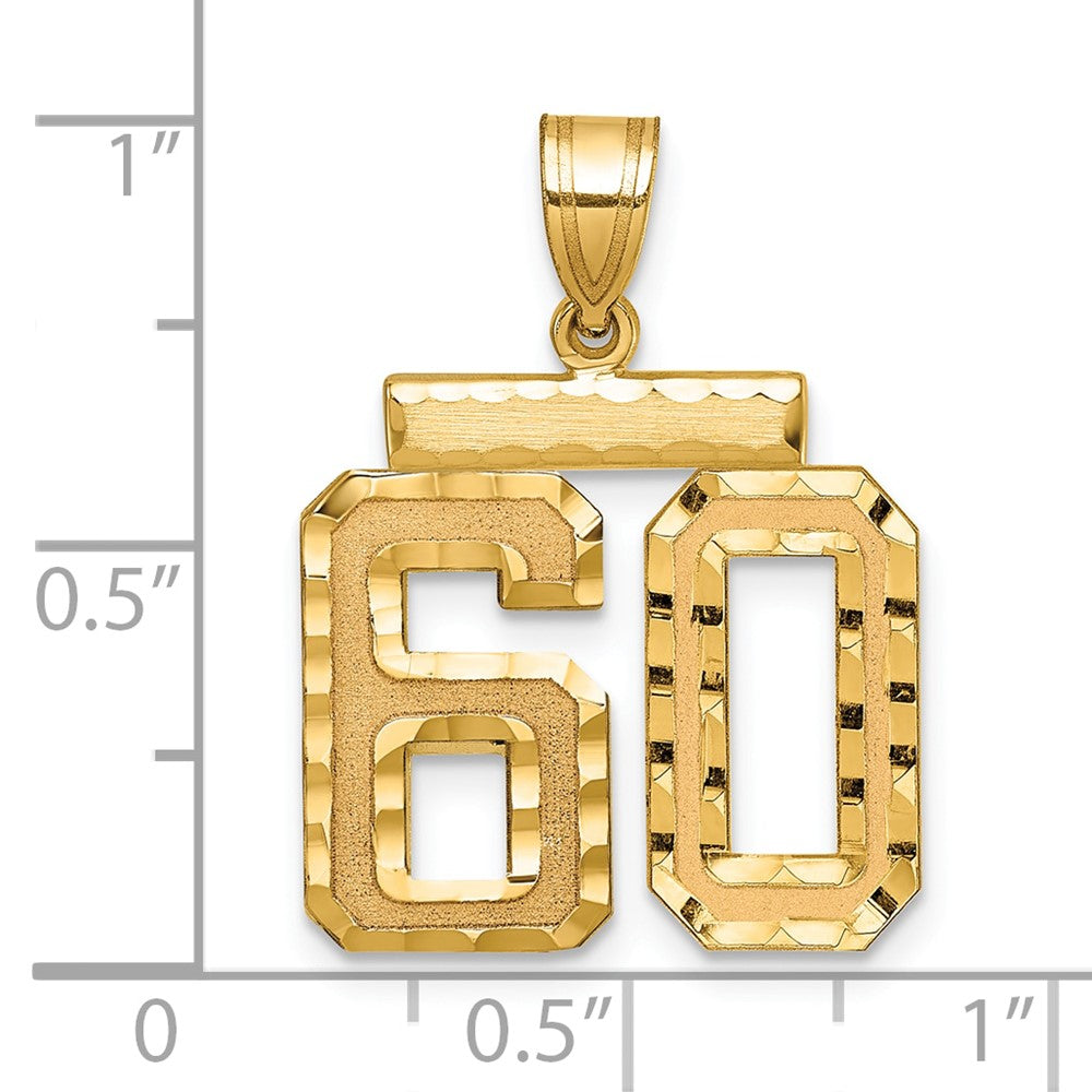 14k Medium Diamond-cut Number 60 Charm