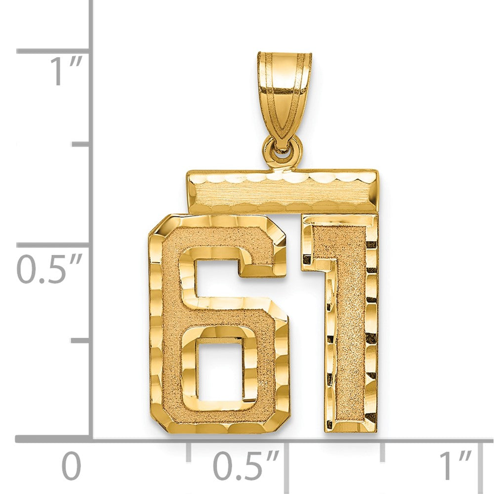 14k Medium Diamond-cut Number 61 Charm