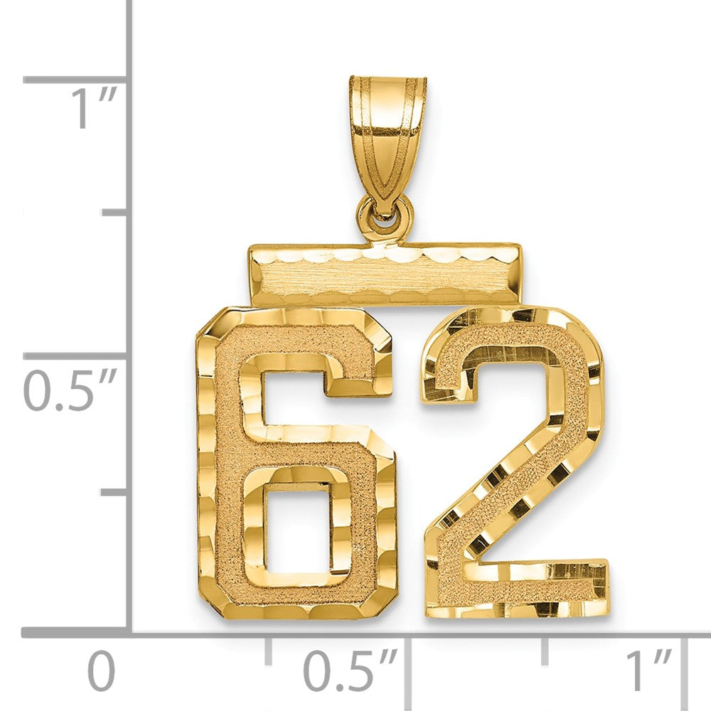 14k Medium Diamond-cut Number 62 Charm