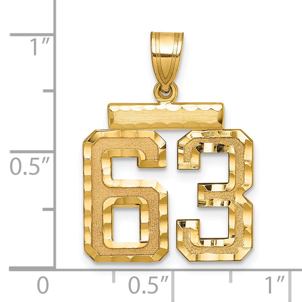 14k Medium Diamond-cut Number 63 Charm