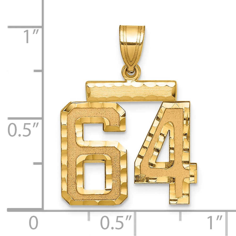 14k Medium Diamond-cut Number 64 Charm