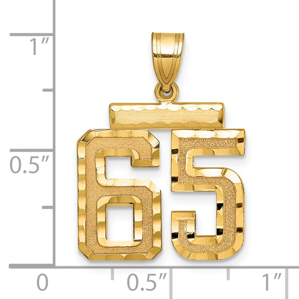 14k Medium Diamond-cut Number 65 Charm