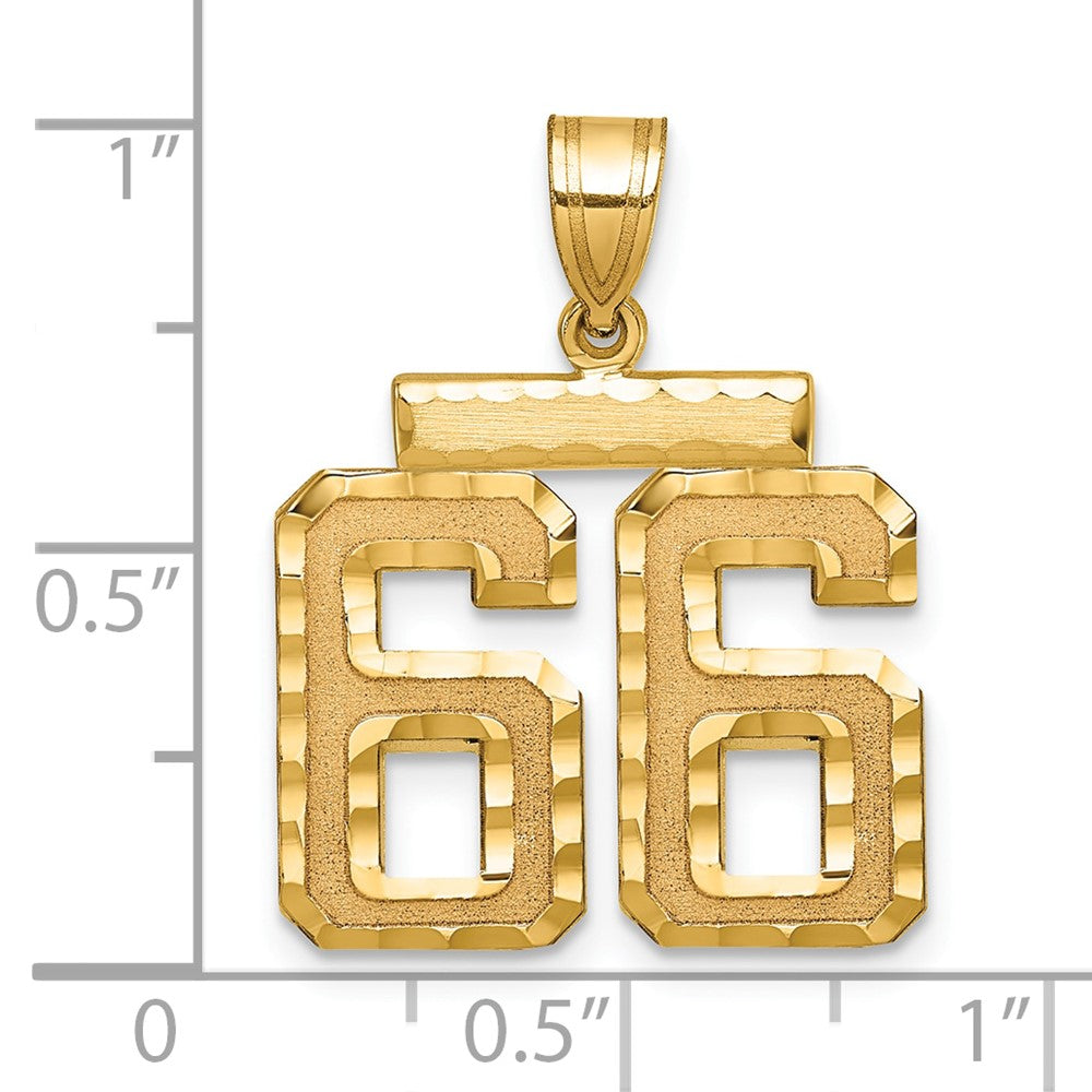 14k Medium Diamond-cut Number 66 Charm