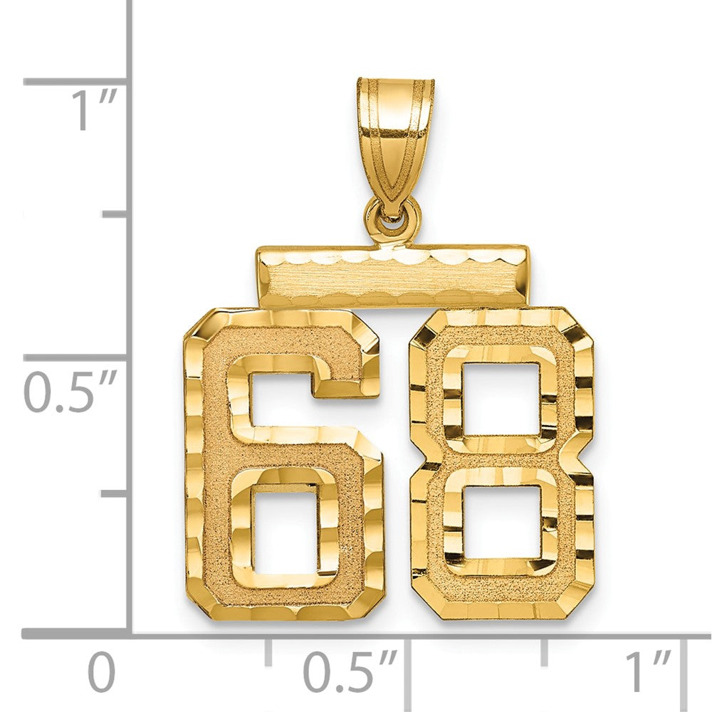 14k Medium Diamond-cut Number 68 Charm