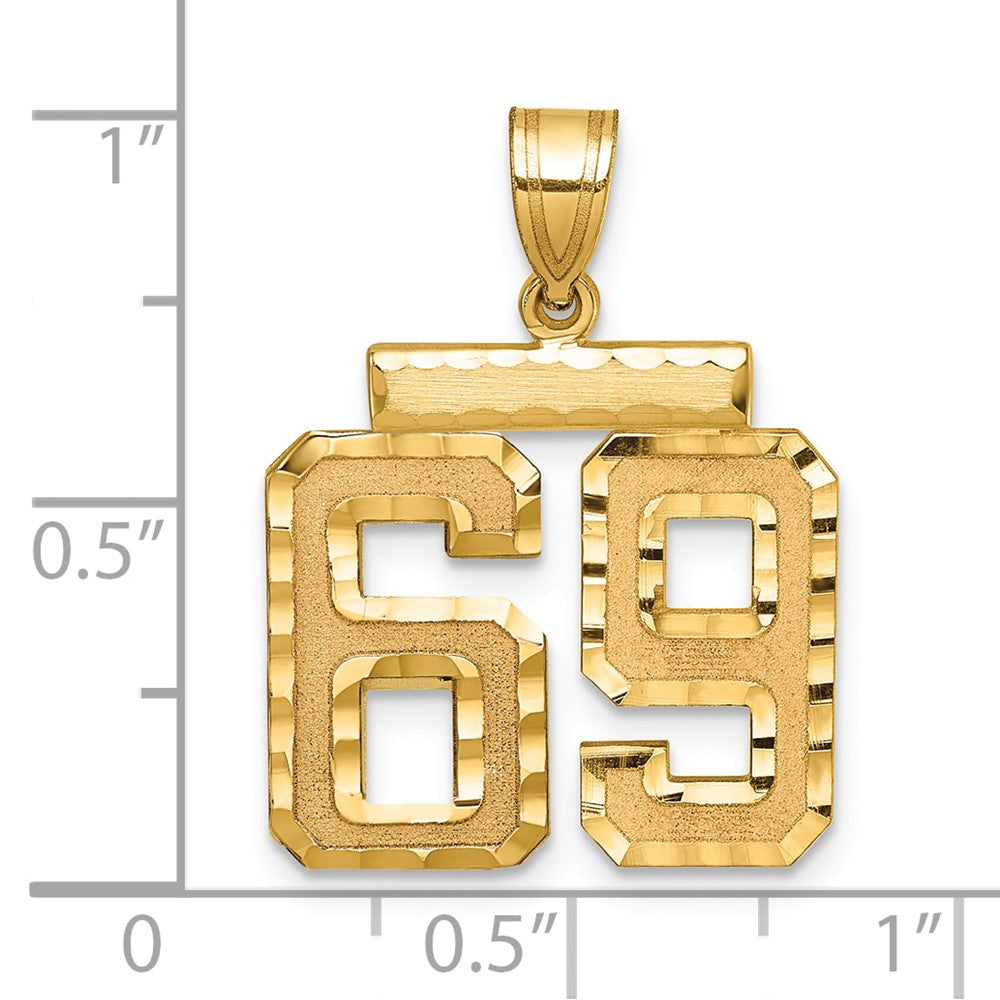 14k Medium Diamond-cut Number 69 Charm