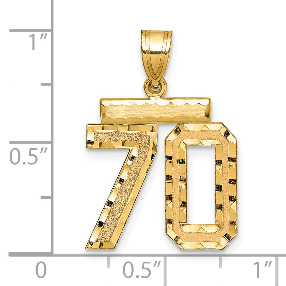 14k Medium Diamond-cut Number 70 Charm