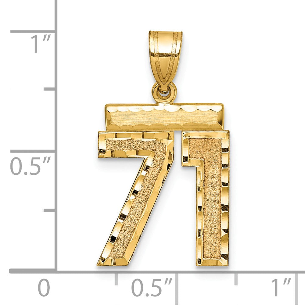 14k Medium Diamond-cut Number 71 Charm