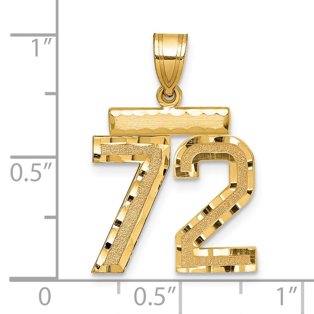 14k Medium Diamond-cut Number 72 Charm