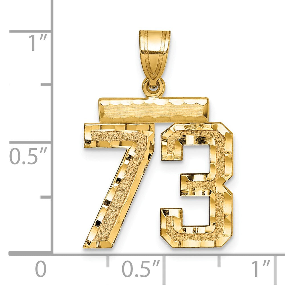 14k Medium Diamond-cut Number 73 Charm