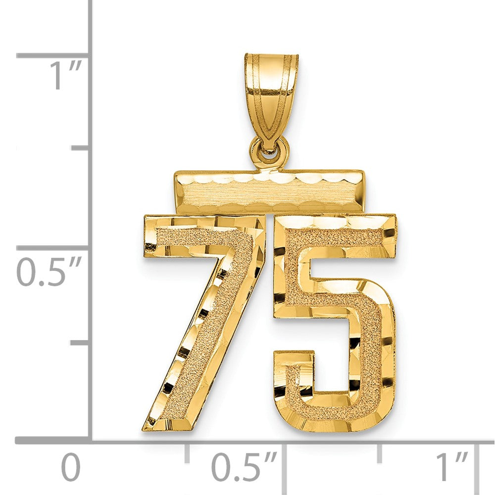 14k Medium Diamond-cut Number 75 Charm
