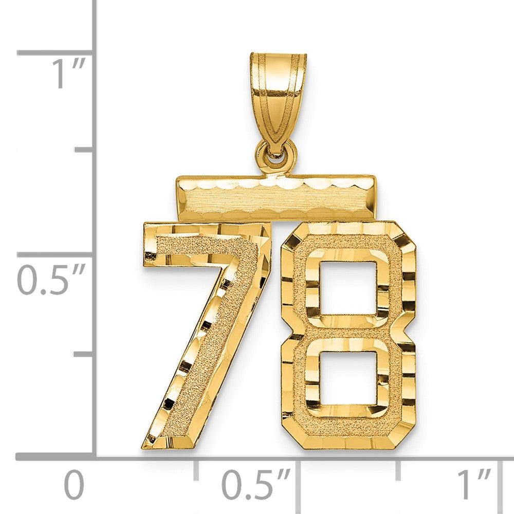 14k Medium Diamond-cut Number 78 Charm