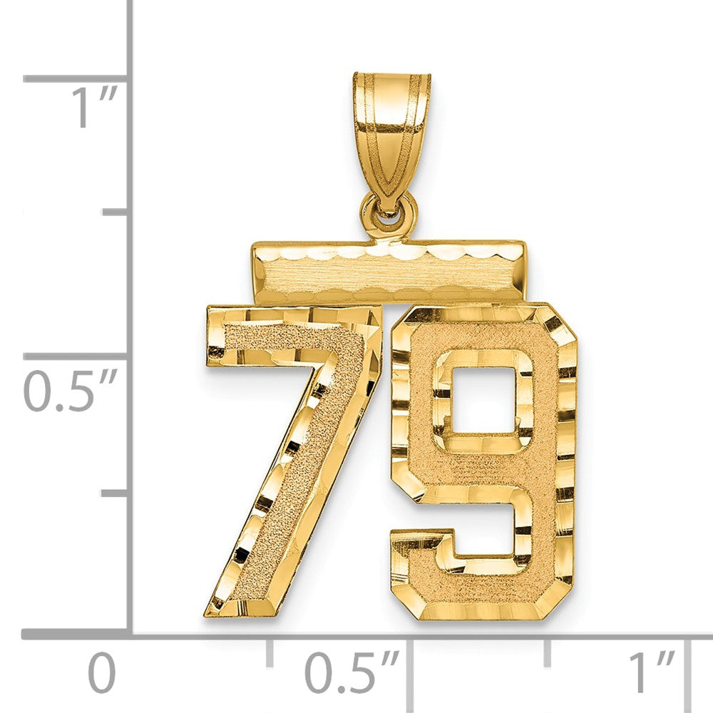 14k Medium Diamond-cut Number 79 Charm