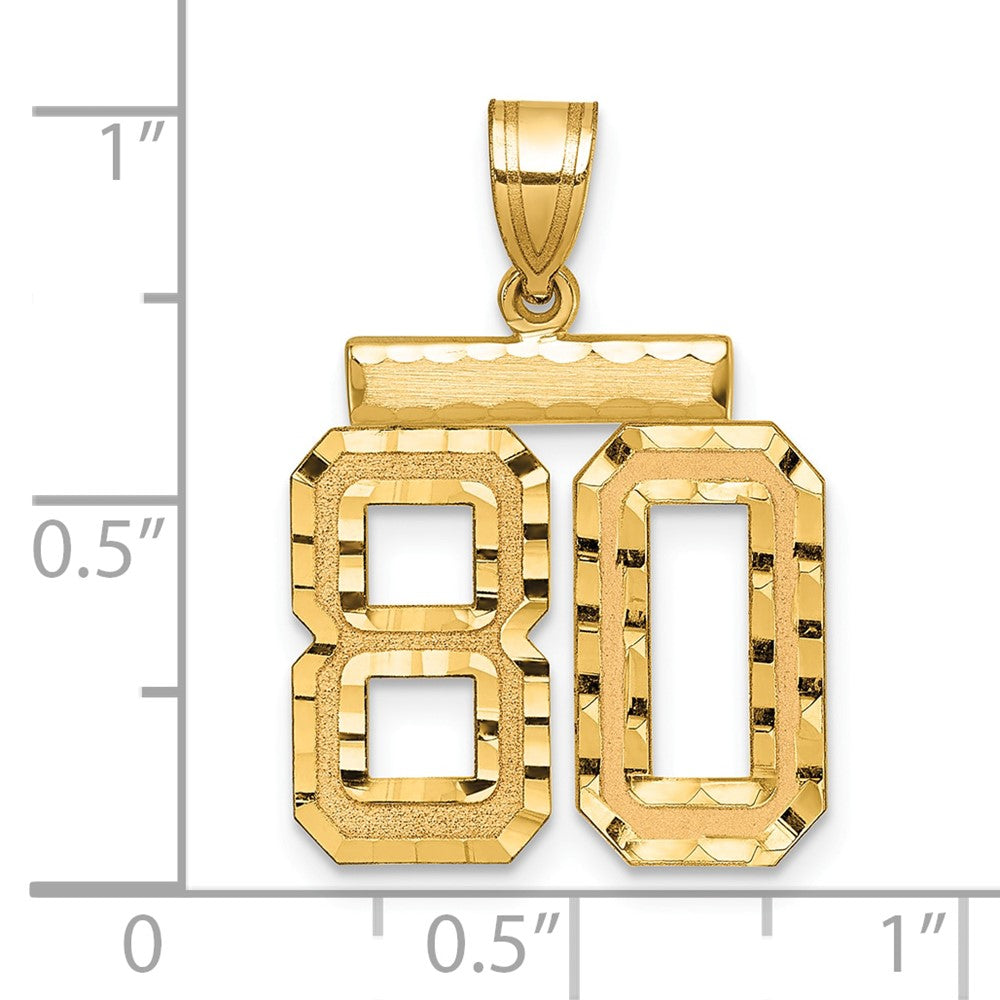 14k Medium Diamond-cut Number 80 Charm