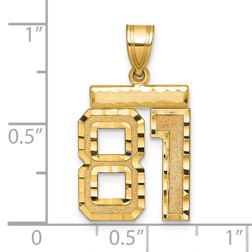 14k Medium Diamond-cut Number 81 Charm
