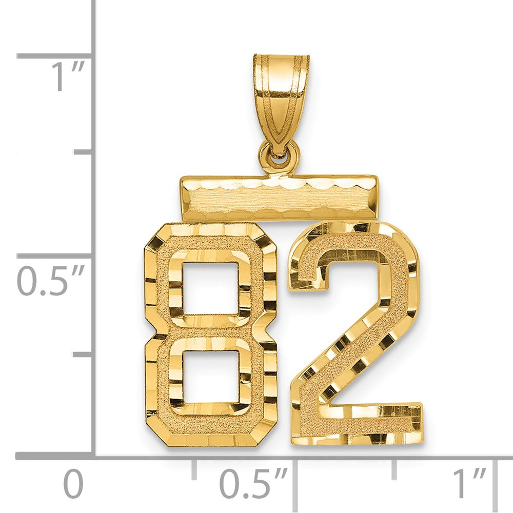 14k Medium Diamond-cut Number 82 Charm