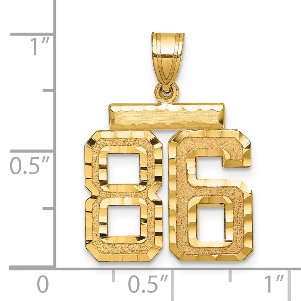 14k Medium Diamond-cut Number 86 Charm