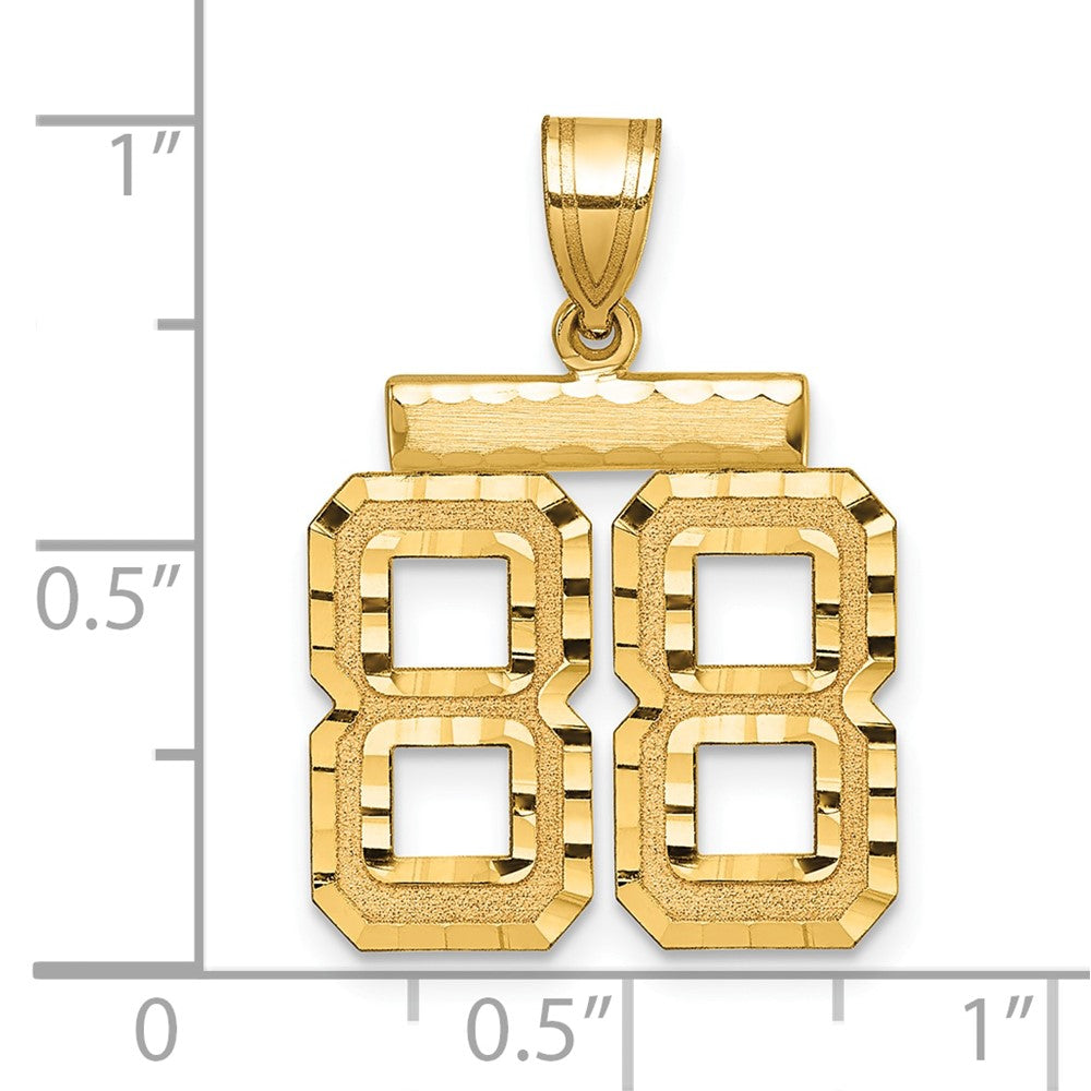 14k Medium Diamond-cut Number 88 Charm
